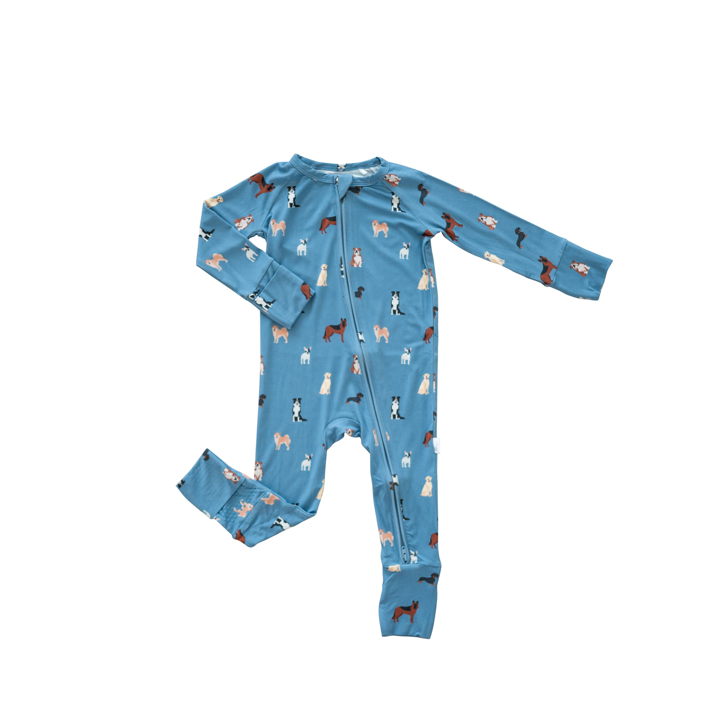 Bamboo Zip Convertible Romper – Blue Dog Baby Pajamas