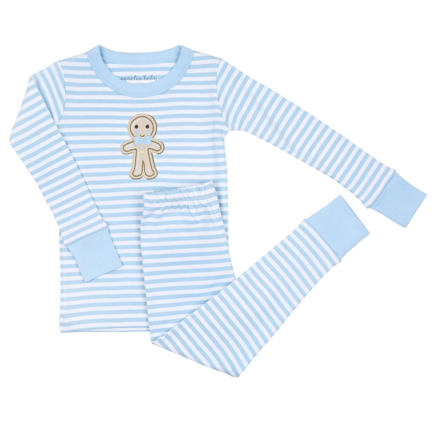 Gingerbread Land Long Pajamas - Blue