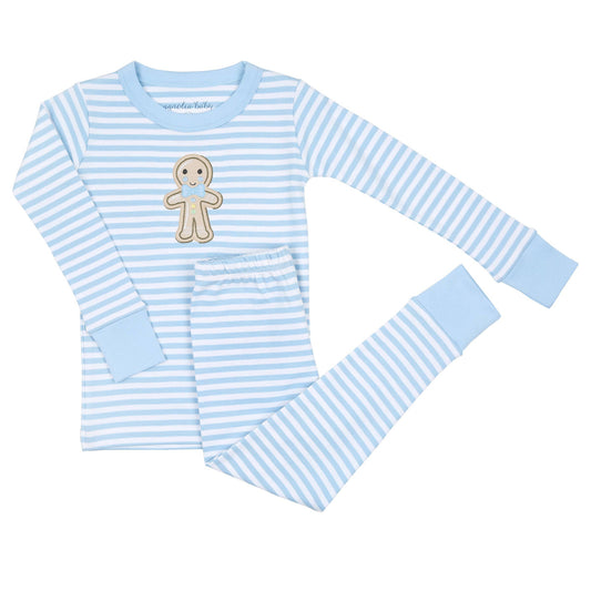 Gingerbread Land Long Pajamas - Blue