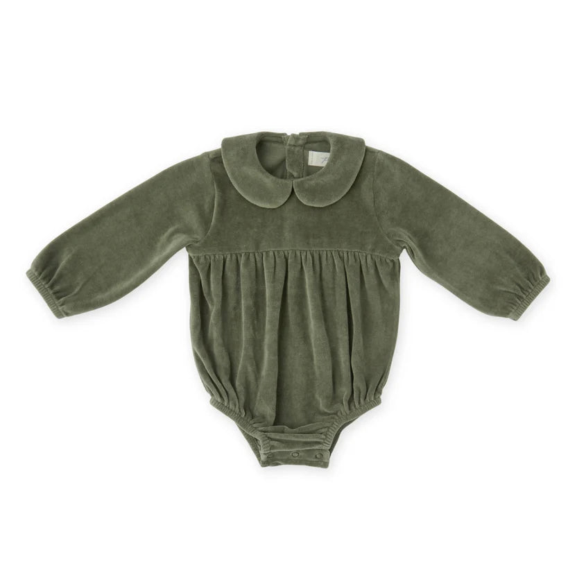 Velour Long Sleeve One-Piece - Pine