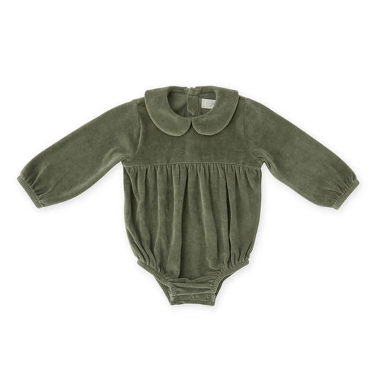 Velour Long Sleeve One-Piece - Pine