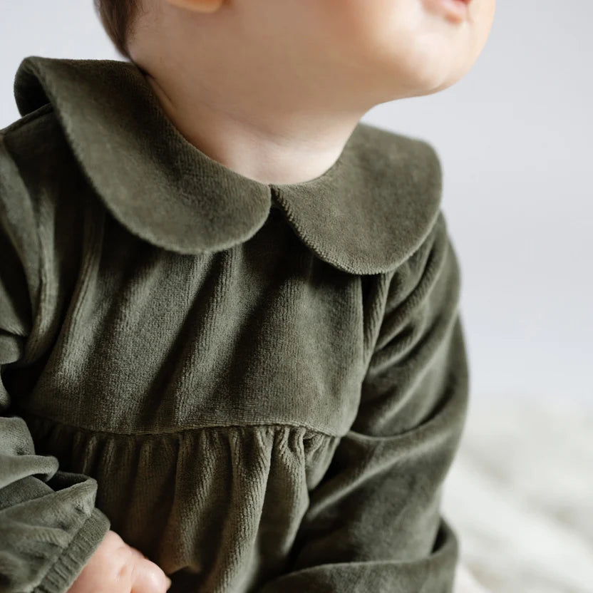 Velour Long Sleeve One-Piece - Pine
