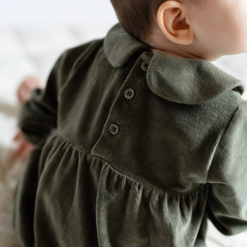 Velour Long Sleeve One-Piece - Pine