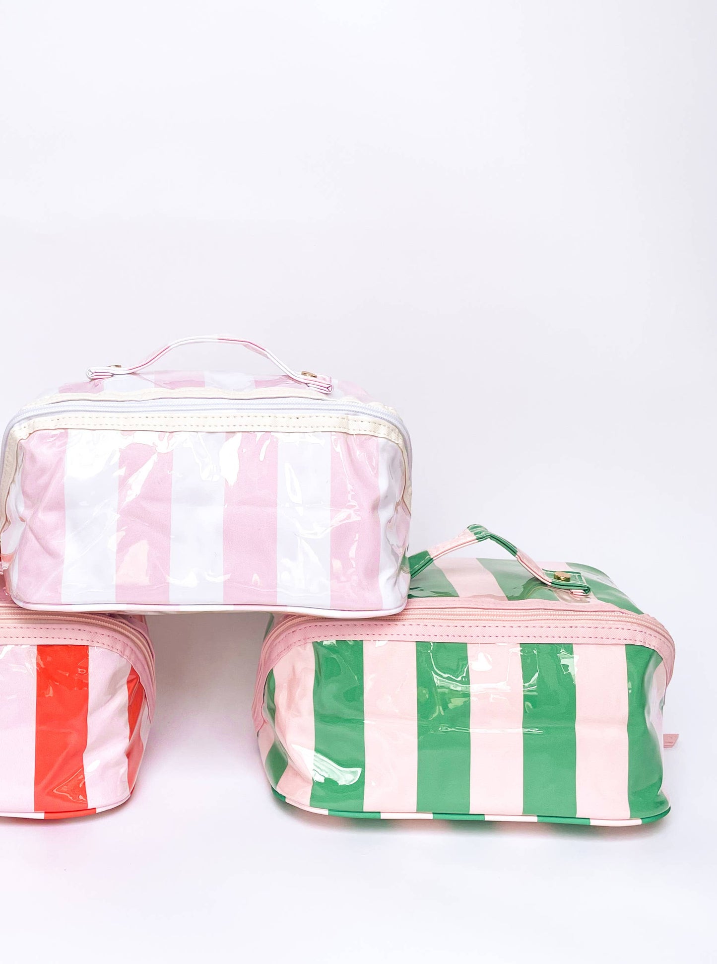 Gloss & Go - Colorful Stripe Wipeable Cosmetic Toiletry Bag
