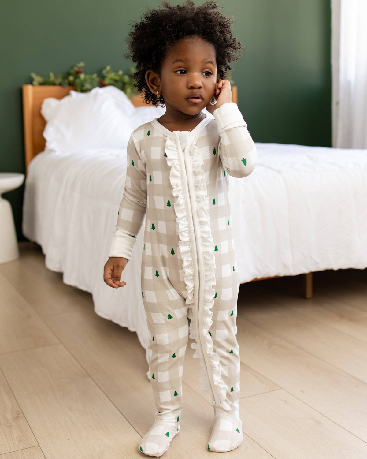 Ruffle Zippy Pajamas - Holiday Gingham