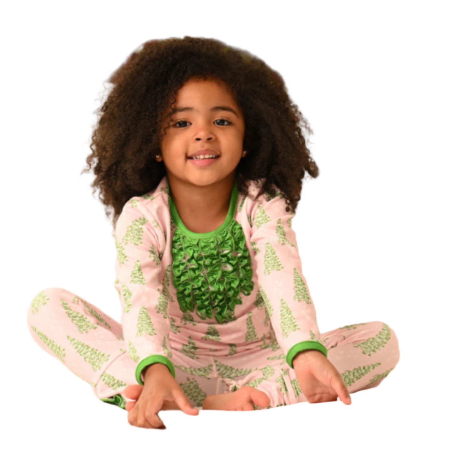 Christmas 2025 Pajamas- Girls Pink Christmas Tree- Ruffle