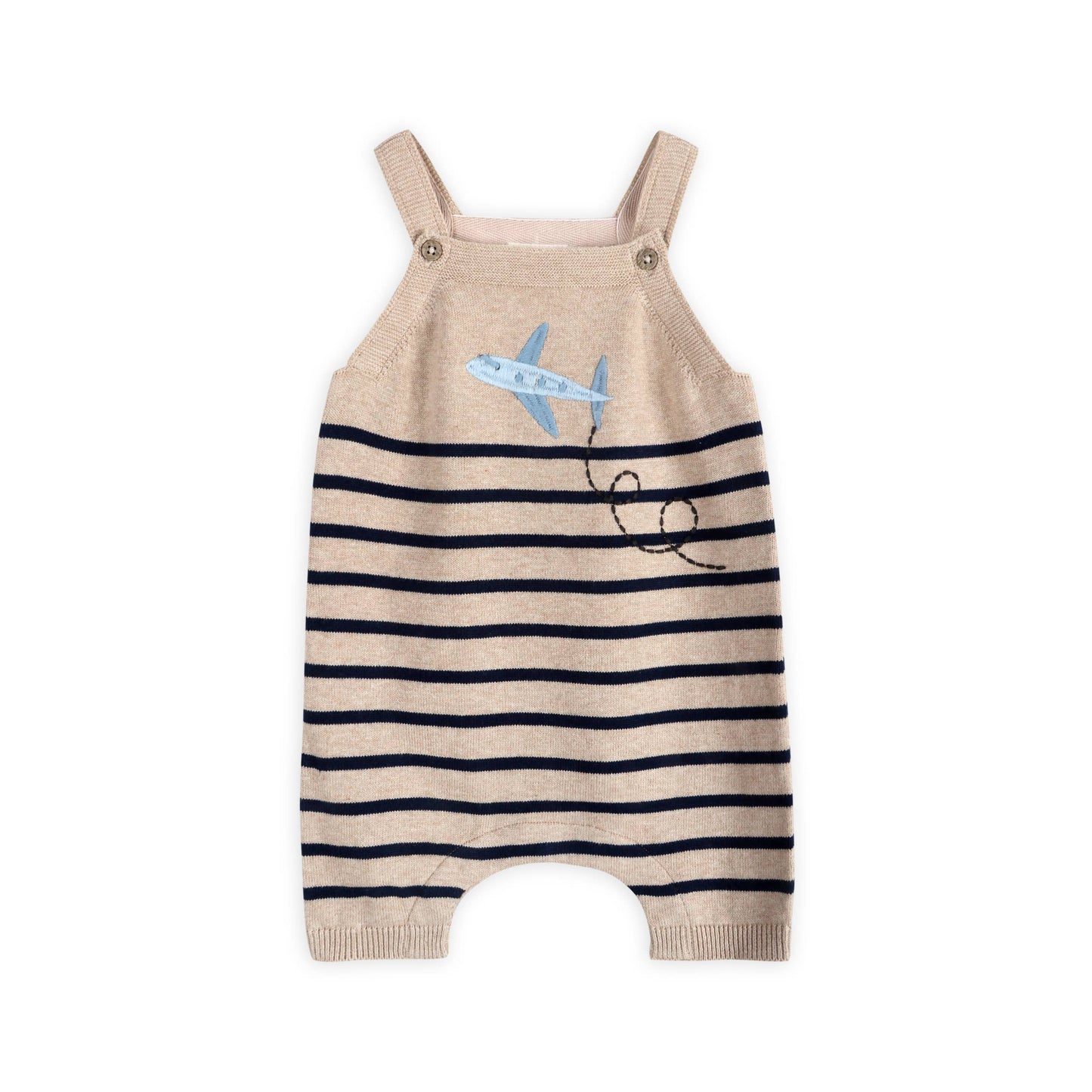 Airplane Stripe Embroidered Baby Knit Romper (Organic)