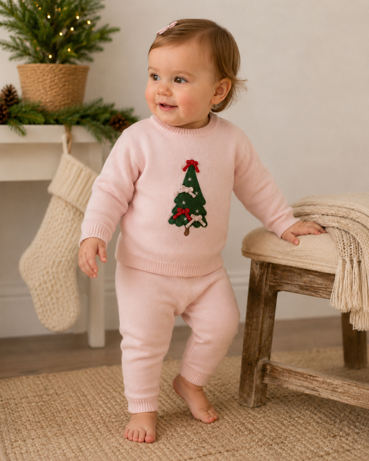 Christmas Cheer 3D Baby Girl Pullover & Pant SET (Organic)