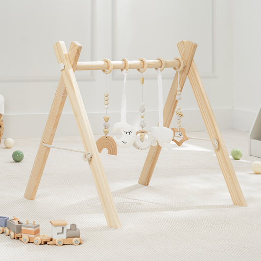 Foldable Baby Play Gym with 5 Hanging Toys by Comfy Cubs