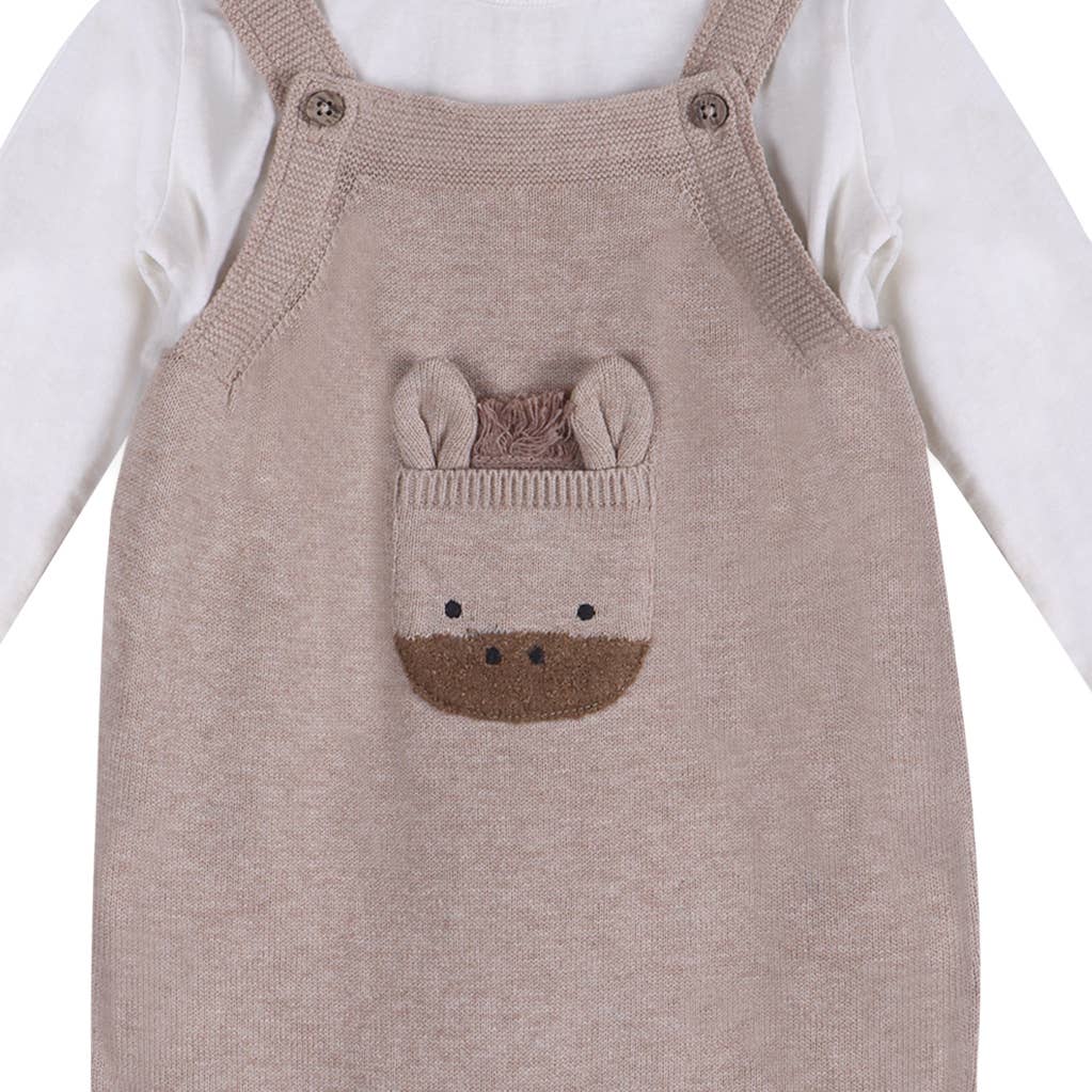 Horse Pocket Baby Knit Overall Set (Organic)