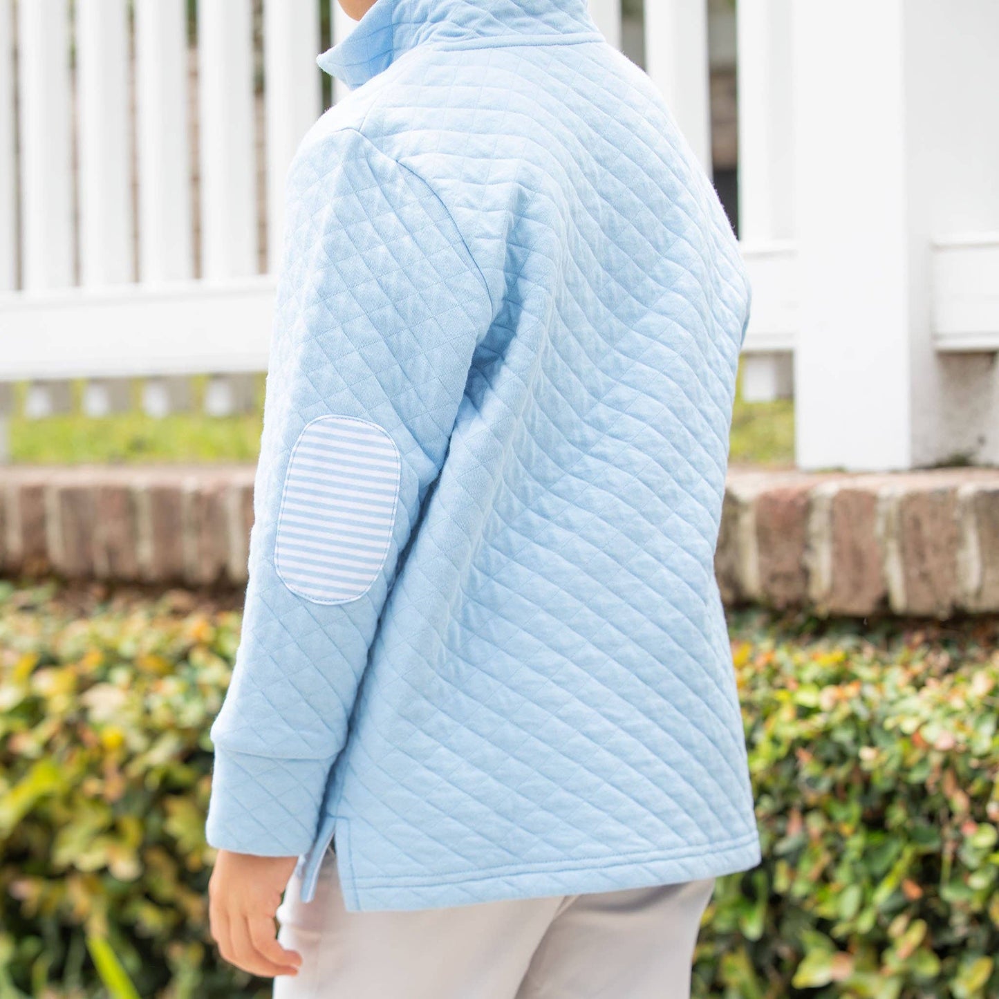 Boys Quilted Quarter Zip - Blue Lagoon