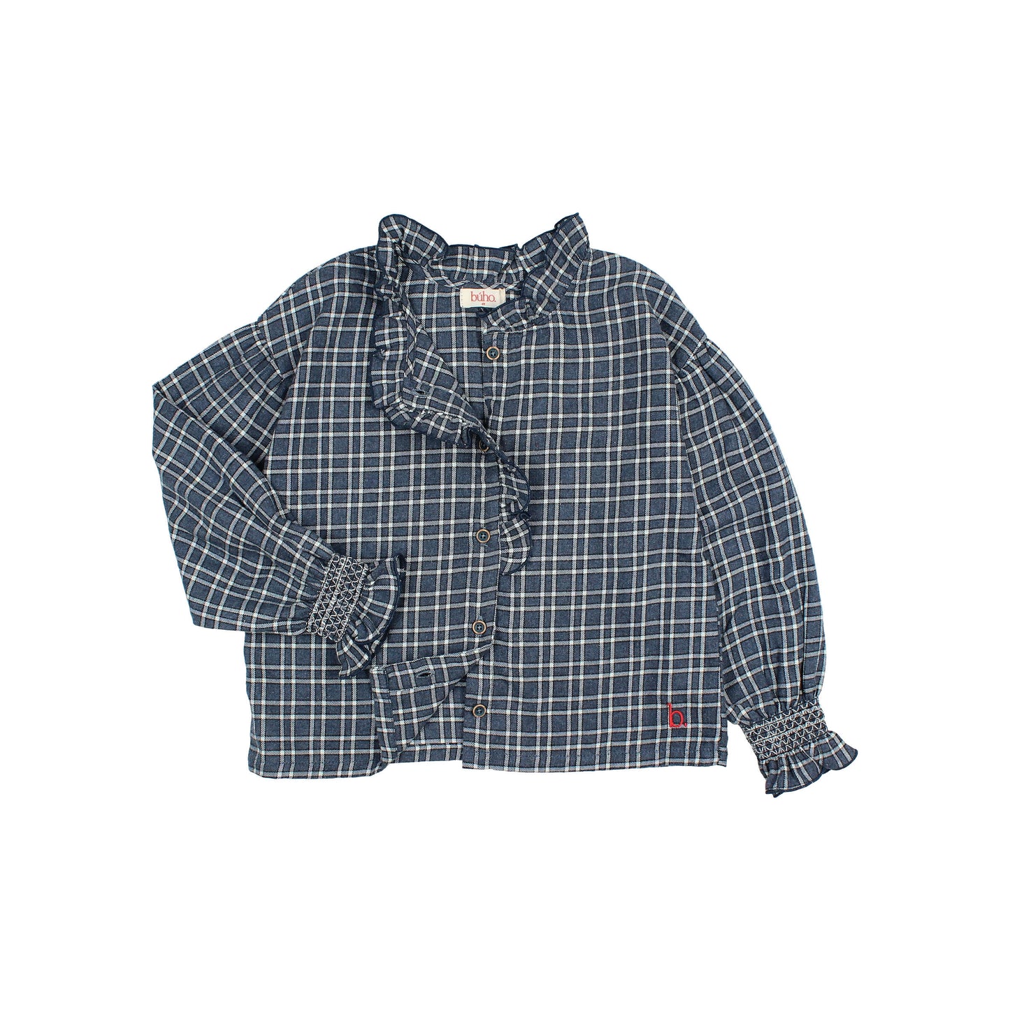 Buho Tartan Blouse - Navy