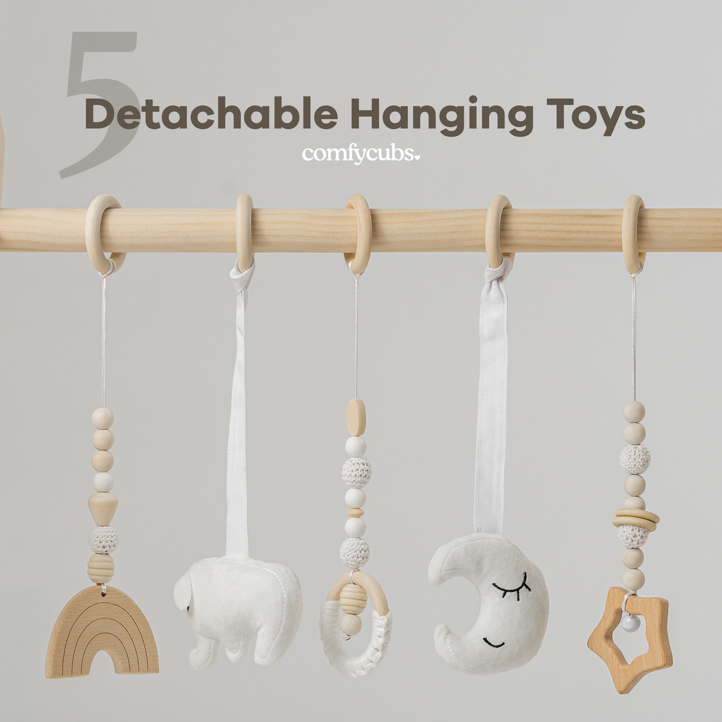 Foldable Baby Play Gym with 5 Hanging Toys by Comfy Cubs