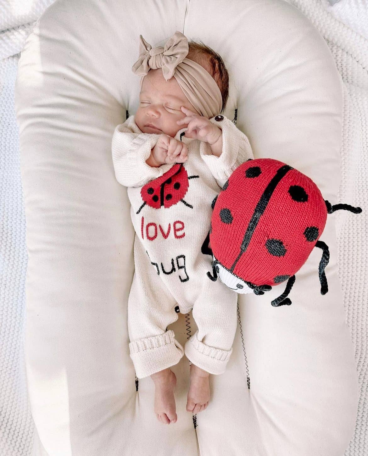 Organic Knitted Baby Romper - "Love Bug" (Handmade)