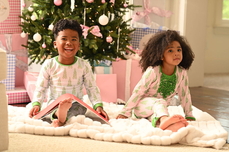 Christmas 2025 Pajamas- Girls Pink Christmas Tree- Ruffle