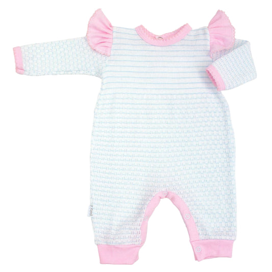 Paty Knit, Angel Sleeve Romper with Pima Trim