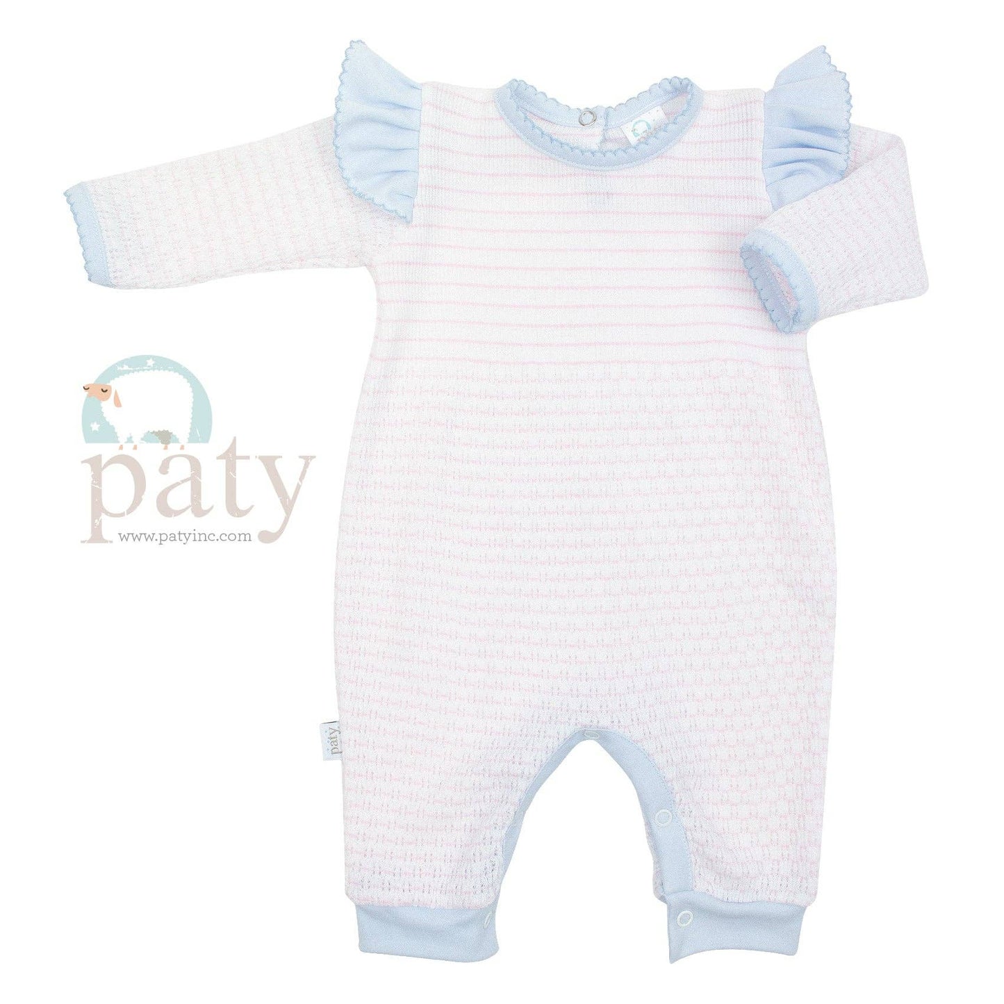 Paty Knit, Angel Sleeve Romper with Pima Trim