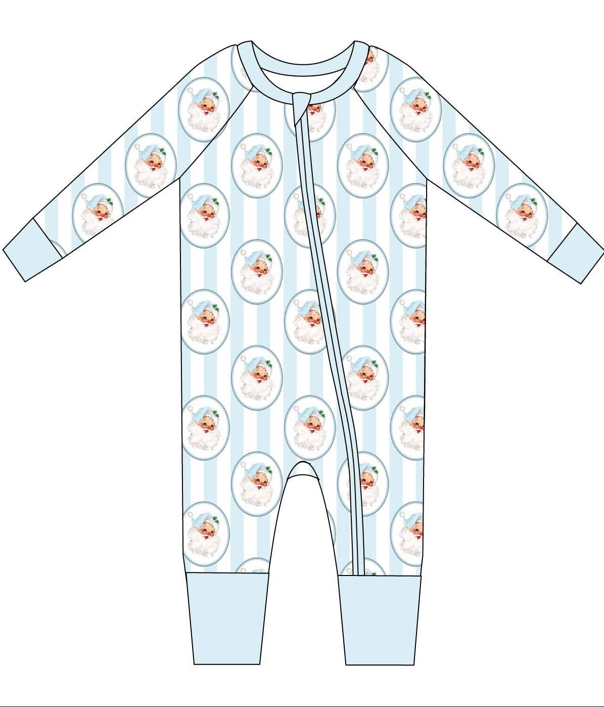 Vintage Santa Blue Convertible Zip Romper