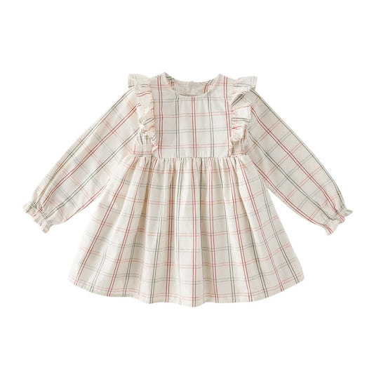 Holiday Check Ruffle Dress-Noel