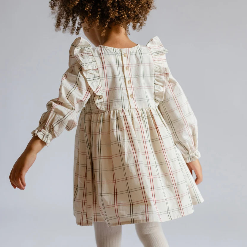 Holiday Check Ruffle Dress-Noel