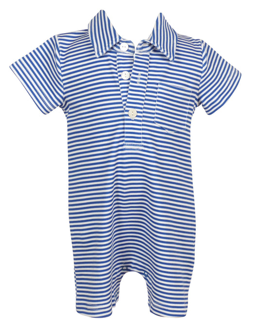 Game Day Romper: Blue and White Stripe
