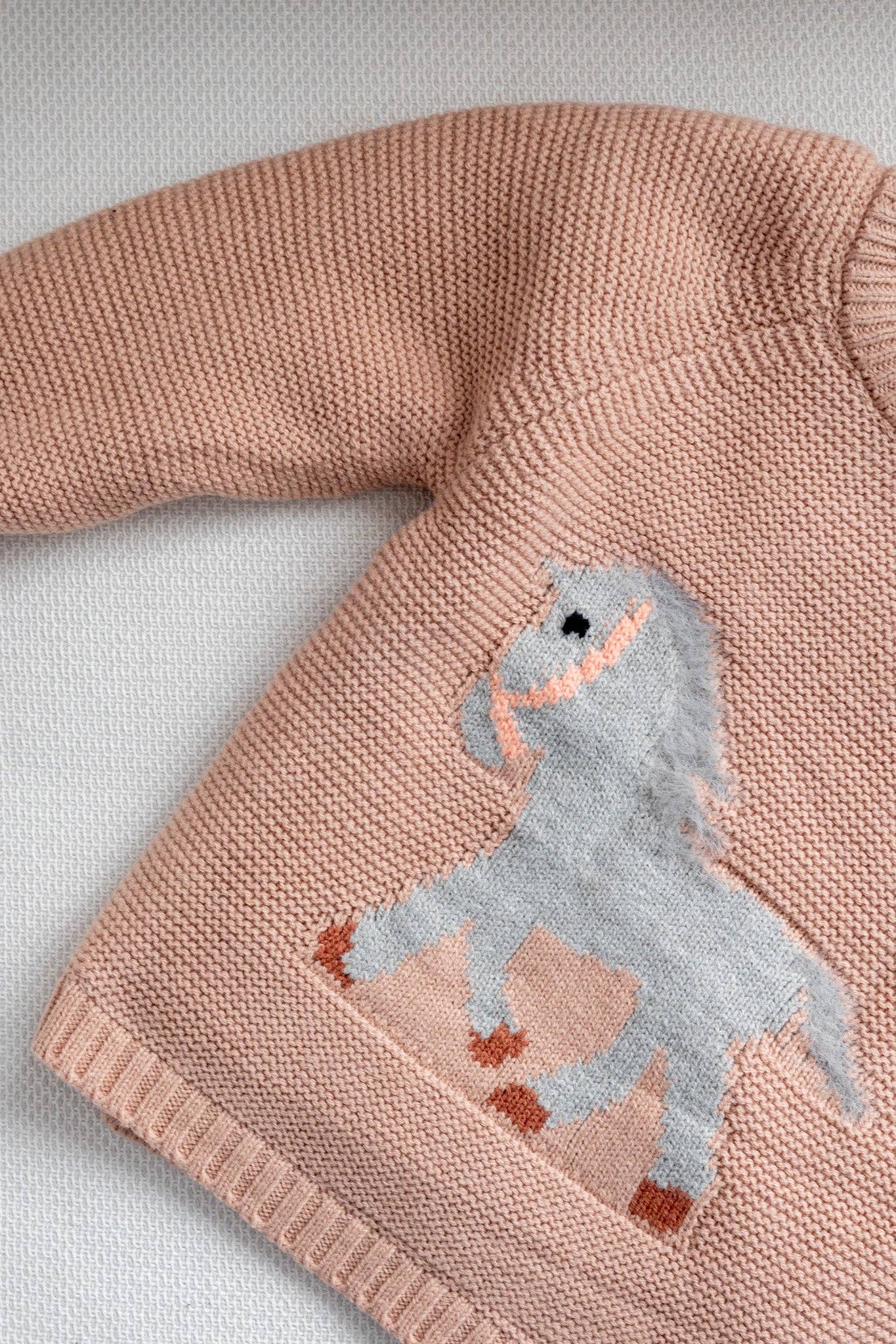 Kids Knit Horse Sweater (Pink)