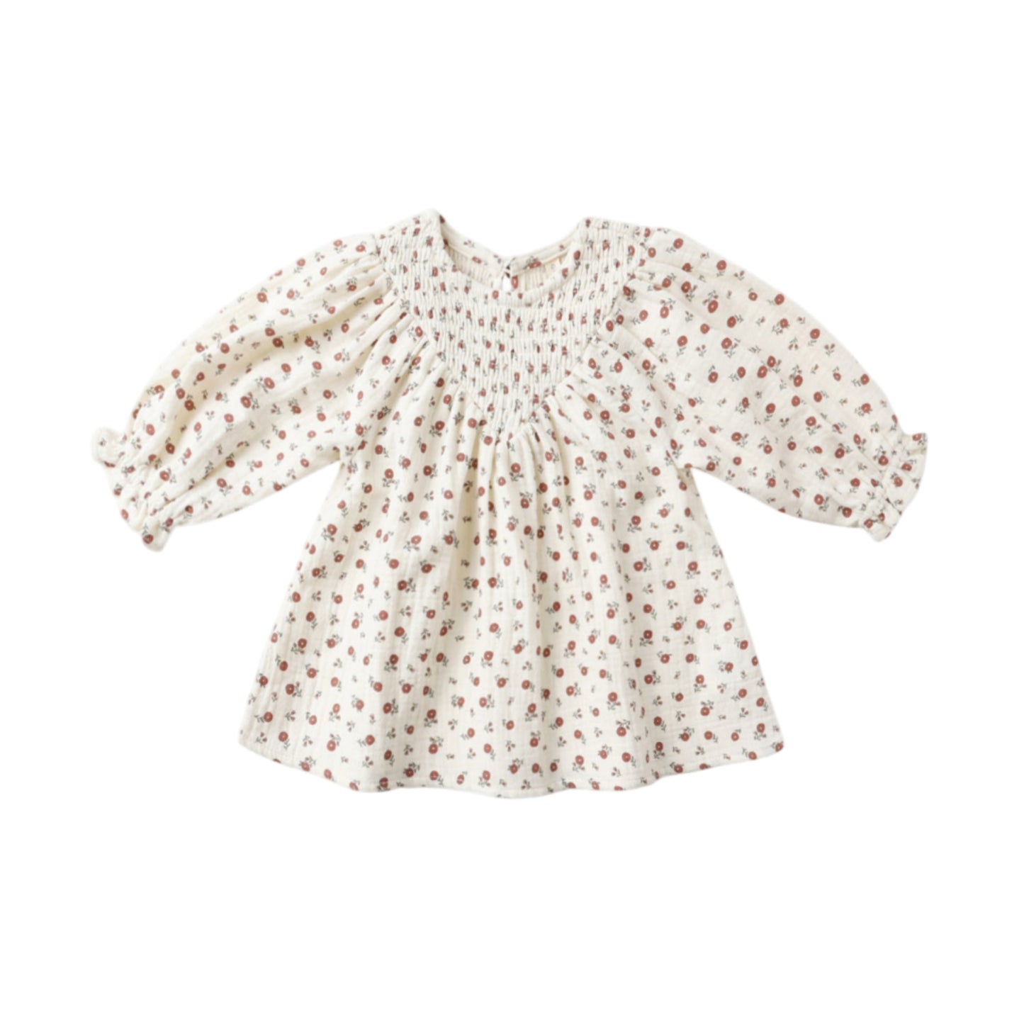 V Smocked Dress Winter Ditsy