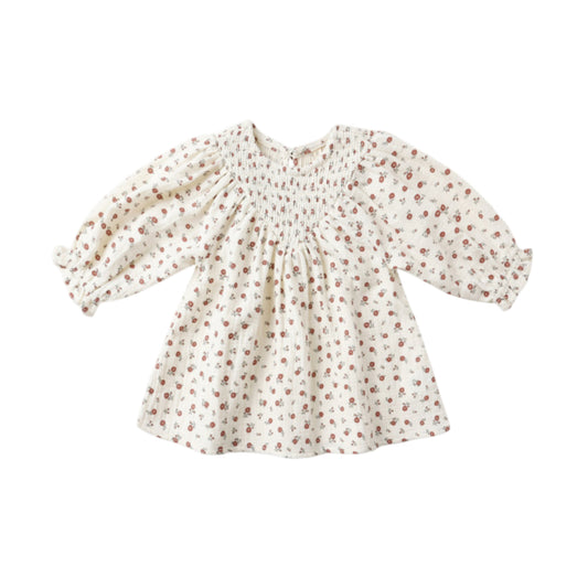 V Smocked Dress Winter Ditsy