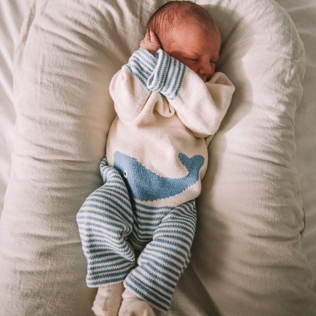 Knit Baby Romper,  Organic Newborn Clothing - Whale