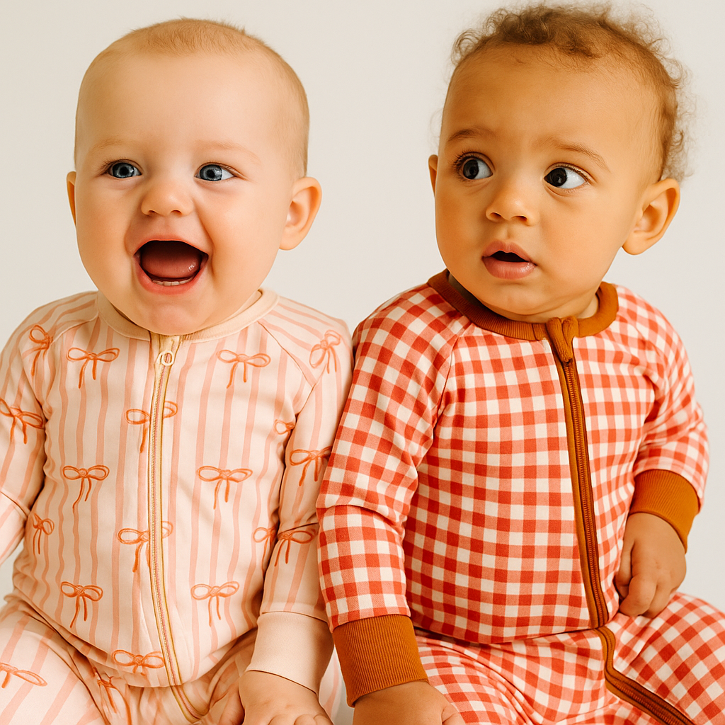 2-way zip baby sleeper -Blue Stripe - bamboo baby romper