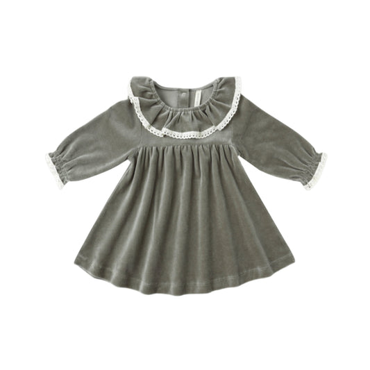 Velour Baby Dress Forest