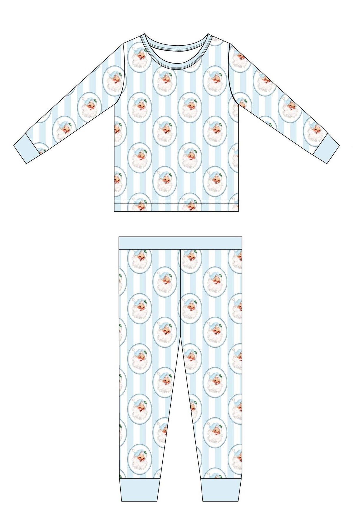 Vintage Santa Blue Pajama Set