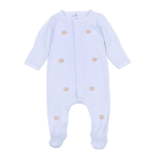 Touchdown Cutie Embroidered Footie - Light Blue