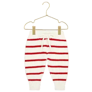Knit Chunky Sweater and Jogger Set-Red Stripe