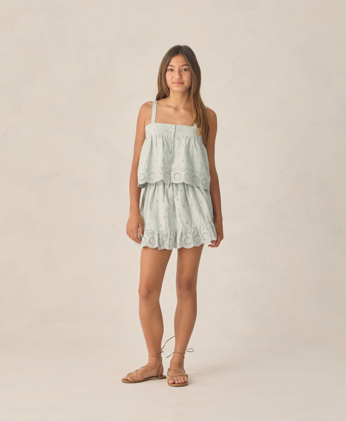 Rylee + Cru Swing Top for Girls in Seafoam