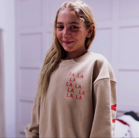 FA LA LA||Tan| oversized drop shoulder pullover | KIDS