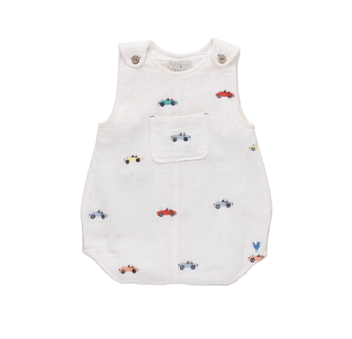 Blue Rooster Baby Boys Noah Jumper-Vintage Car Embroidery