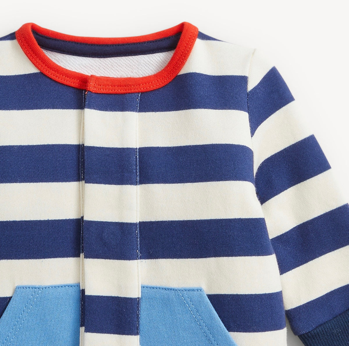 Navy Stripe French Terry Boys Romper
