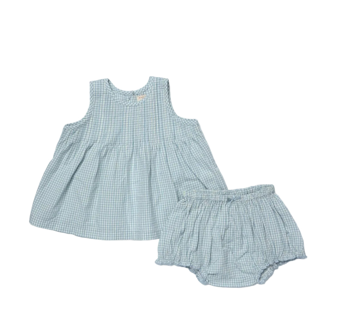 Pink Chicken Baby Girls Jaipur 2-piece Set - Light Blue Gingham
