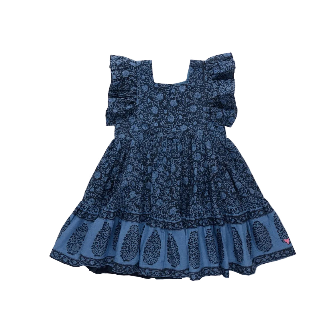 Girls Elsie Dress-Stellar Blue Garden Floral