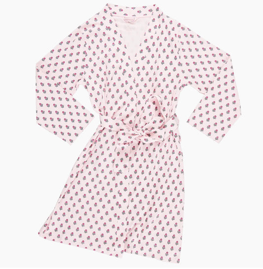 Women's Organic Robe - Pink Tiny Flower