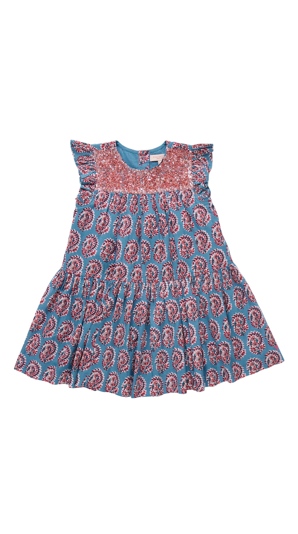 Fiona Ruffle Dress - Blue Paisley