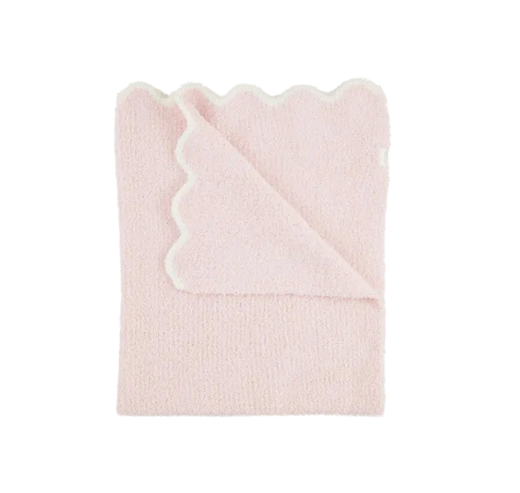 Pink Chenille Scallop Blanket