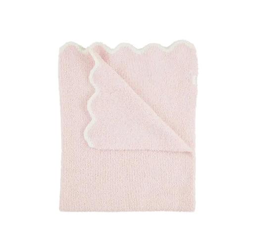 Pink Chenille Scallop Blanket