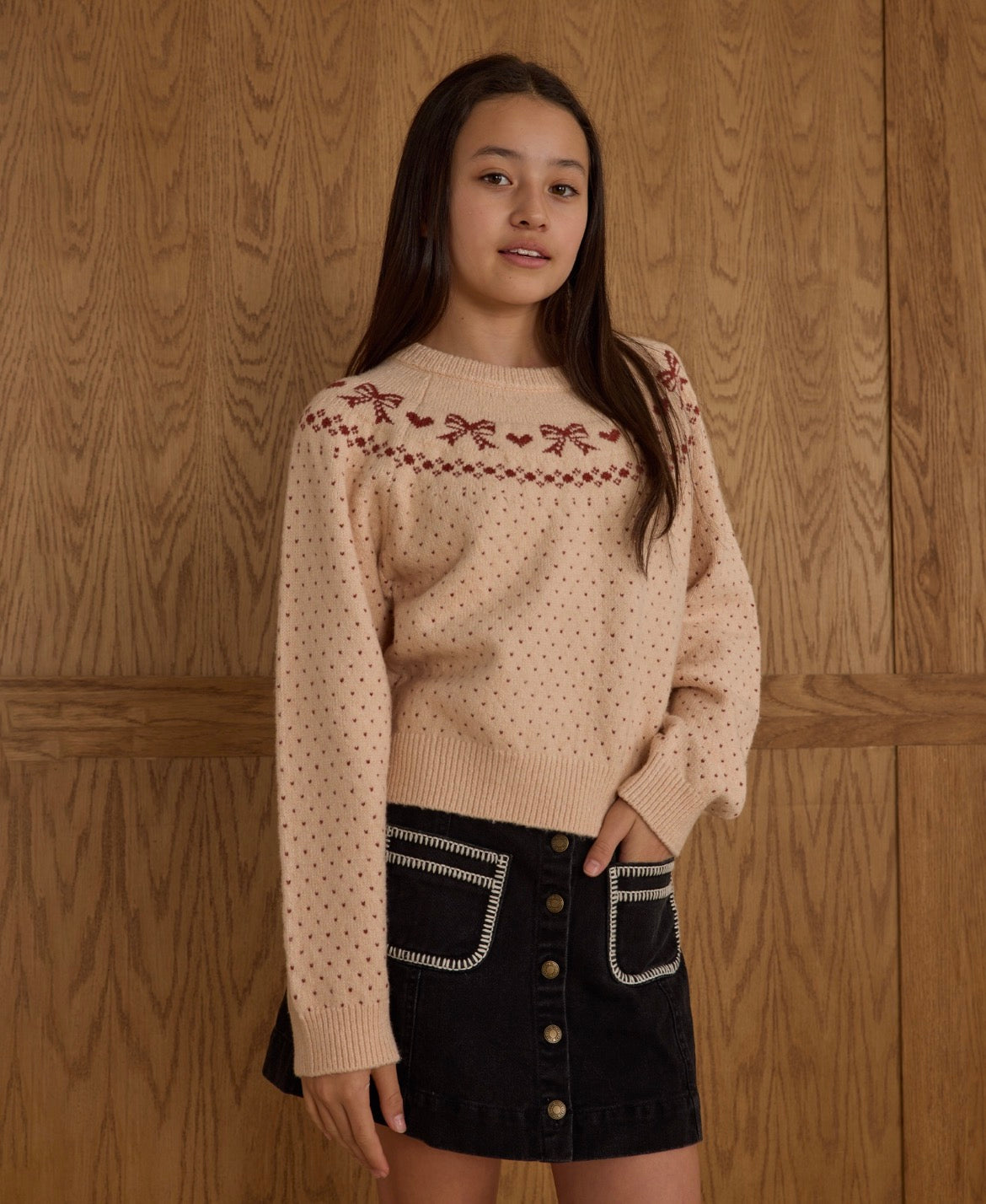 Fair Isle Sweater||Bows-Teen