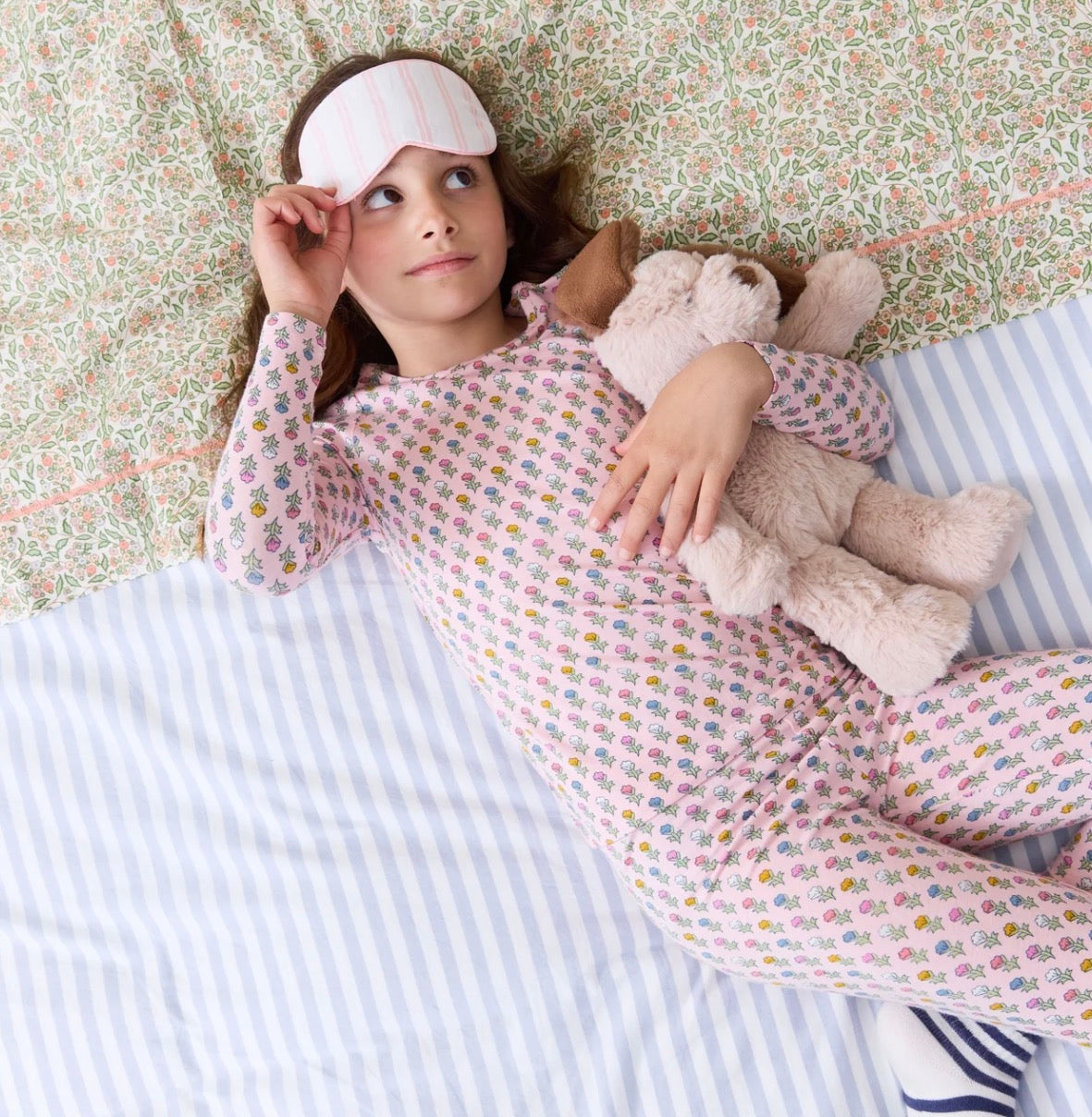 Pink Chicken Kids Bamboo PJ Set - Pink Carnations