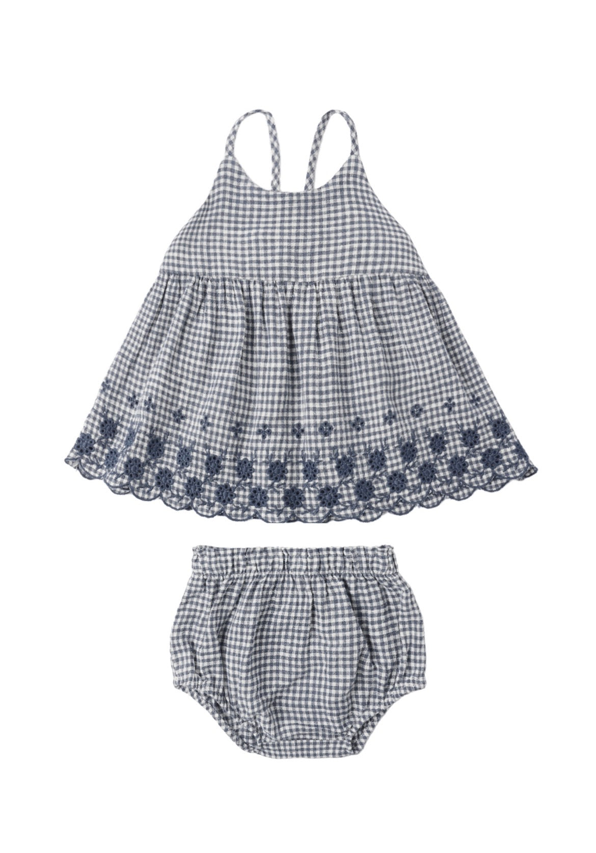 Rylee + Cru Zenni Set for Girls in Marine Gingham