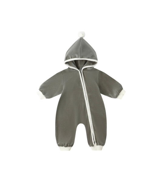 Velour Zip Jumpsuit || Forest