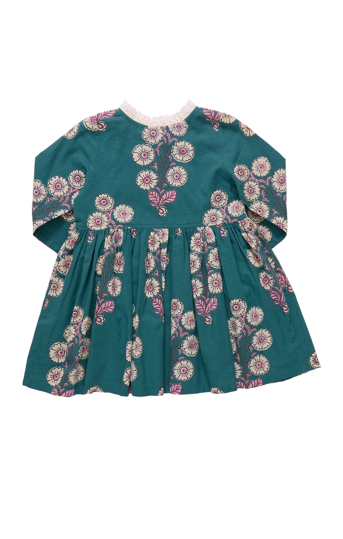 Girls Autumn Dress-Evergreen Buttercup Floral