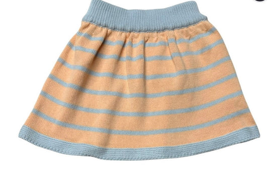 Mi Lucero Stripe Skirt for Girls - Light Blue/Tangerine